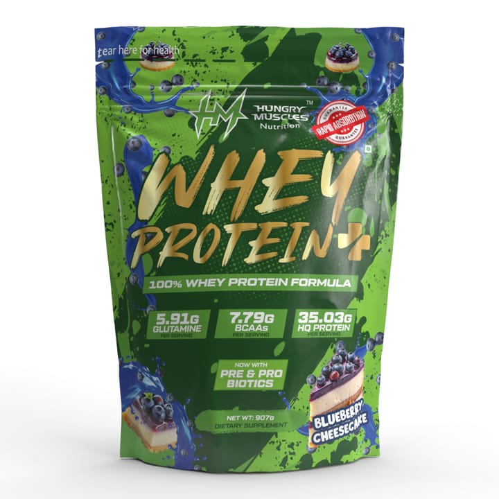 Hungry Muscles | Whey Protein + Protein Powder | Blueberry Cheesecake | 1 KG