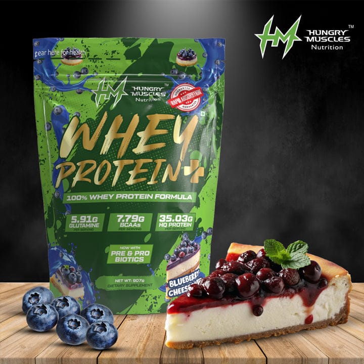 Hungry Muscles | Whey Protein + Protein Powder | Blueberry Cheesecake | 1 KG