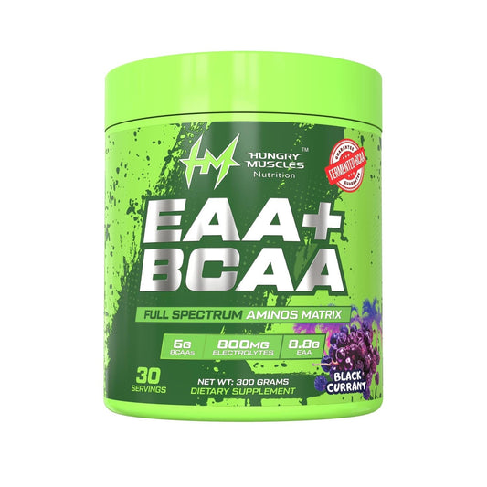 Hungry Muscles BCAA + EAA Powder | Black Currant |30 Serving (300 Grams)