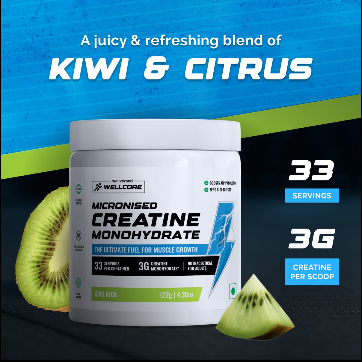 Wellcore - Pure Micronised Creatine Monohydrate | Kiwi Kick