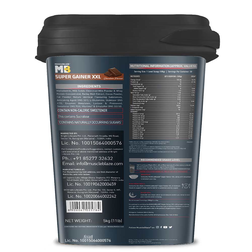 MuscleBlaze Super Gainer XXL Weight Gainer, Chocolate