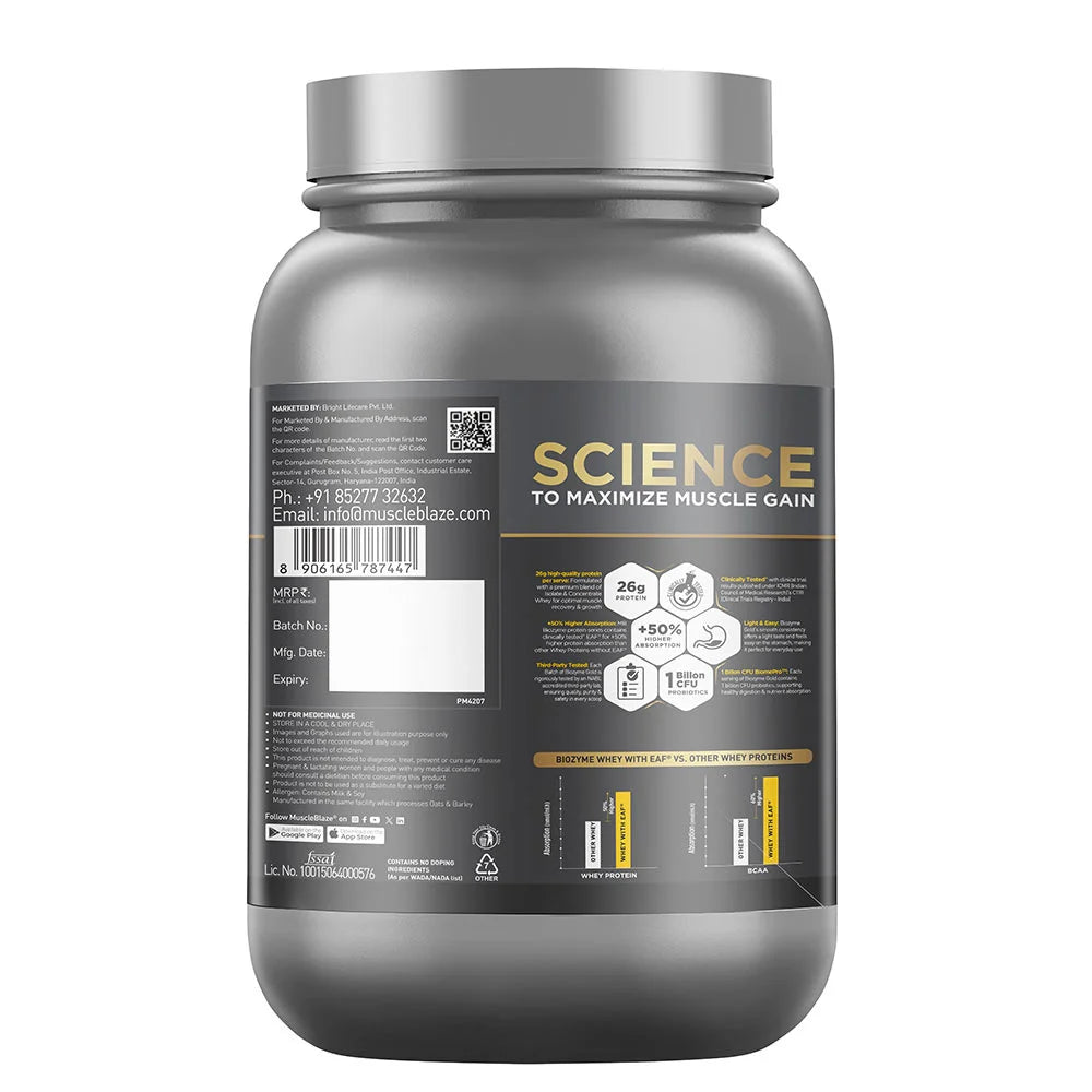 MuscleBlaze Biozyme Gold 100% Whey