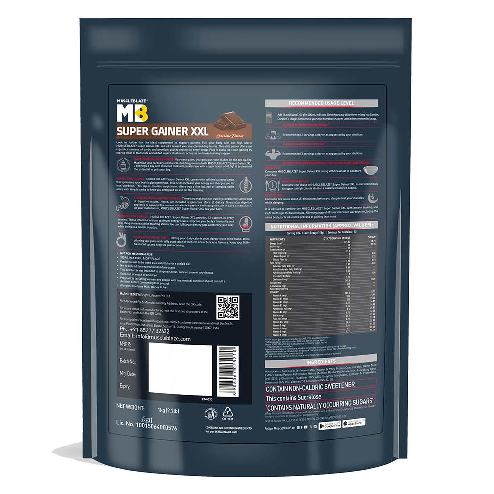 MuscleBlaze Super Gainer XXL Weight Gainer, Chocolate