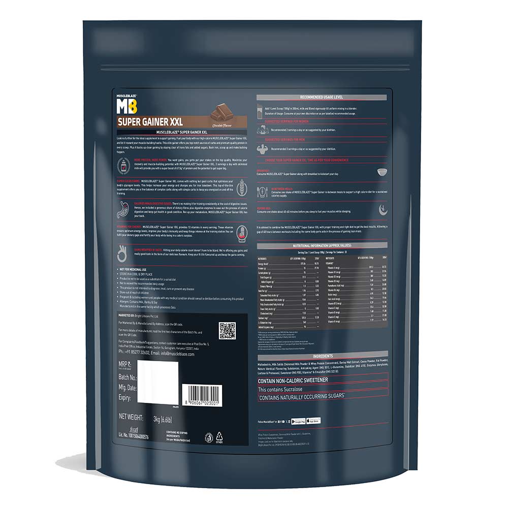 MuscleBlaze Super Gainer XXL Weight Gainer, Chocolate