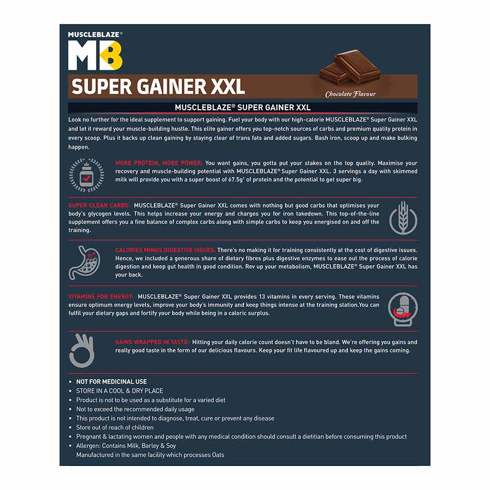 MuscleBlaze Super Gainer XXL Weight Gainer, Chocolate