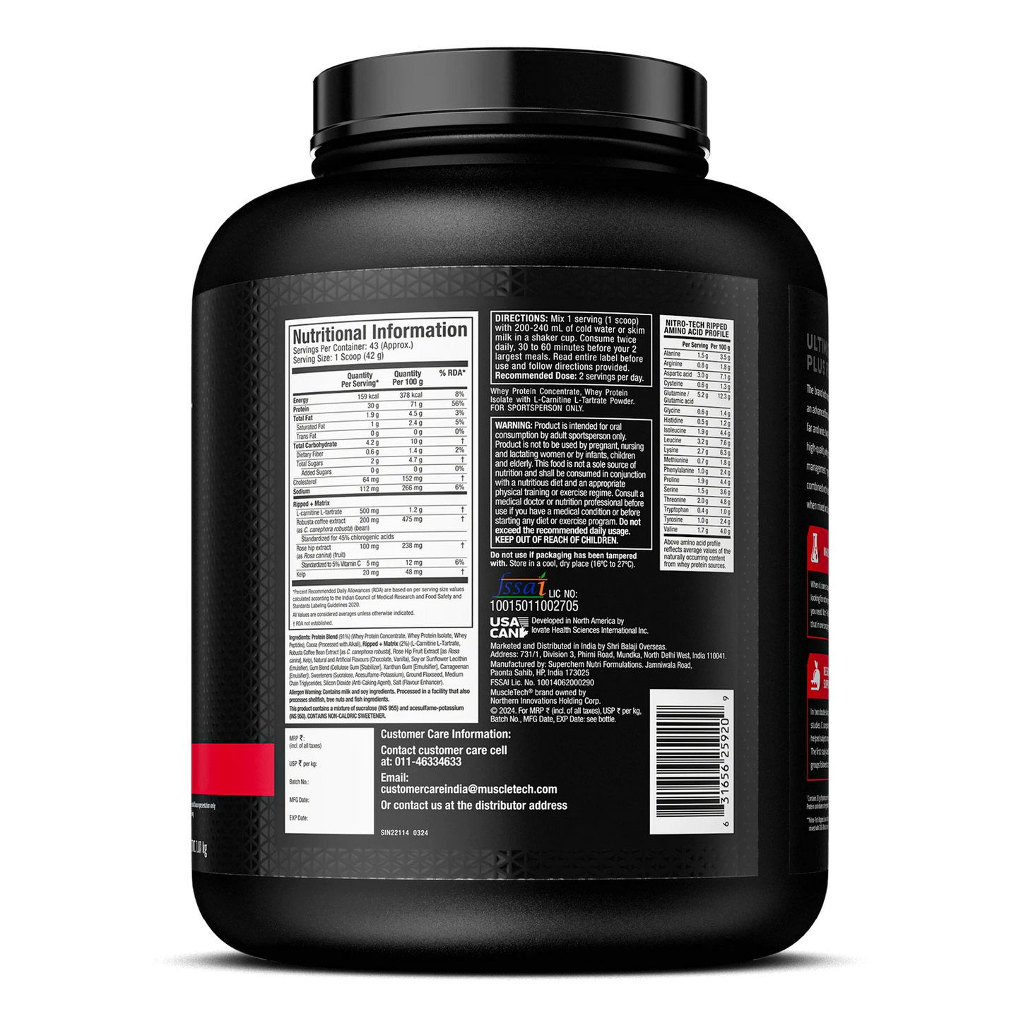 MuscleTech Nitro-Tech Ripped Whey Protein Powder