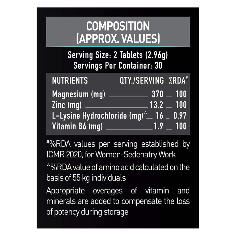 MuscleBlaze ZMA with 100% RDA of Zinc, Magnesium & Vitamin B6