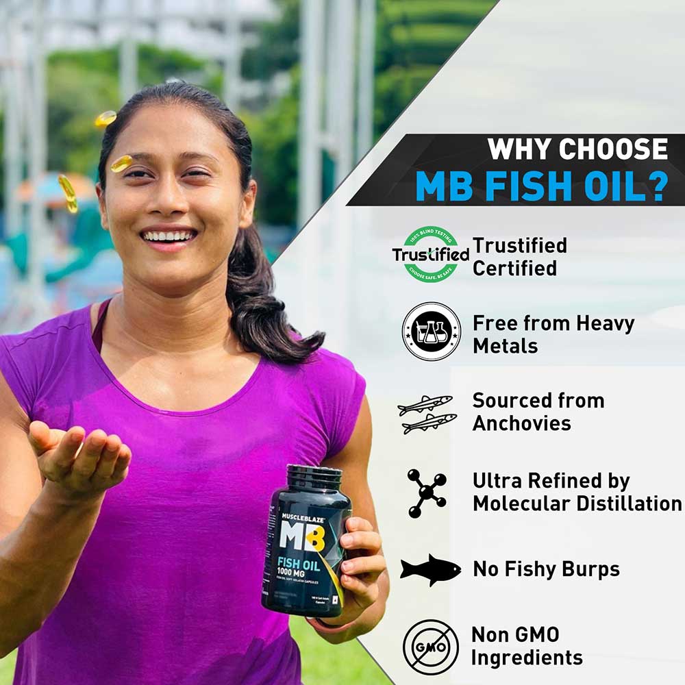 MuscleBlaze Omega 3 Fish Oil (1000 mg) with 180mg EPA and 120mg DHA