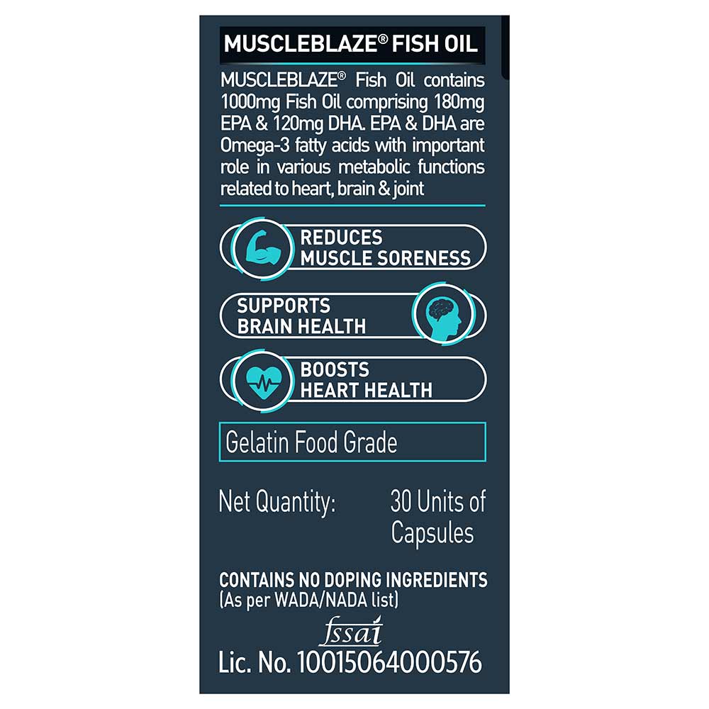 MuscleBlaze Omega 3 Fish Oil (1000 mg) with 180mg EPA and 120mg DHA