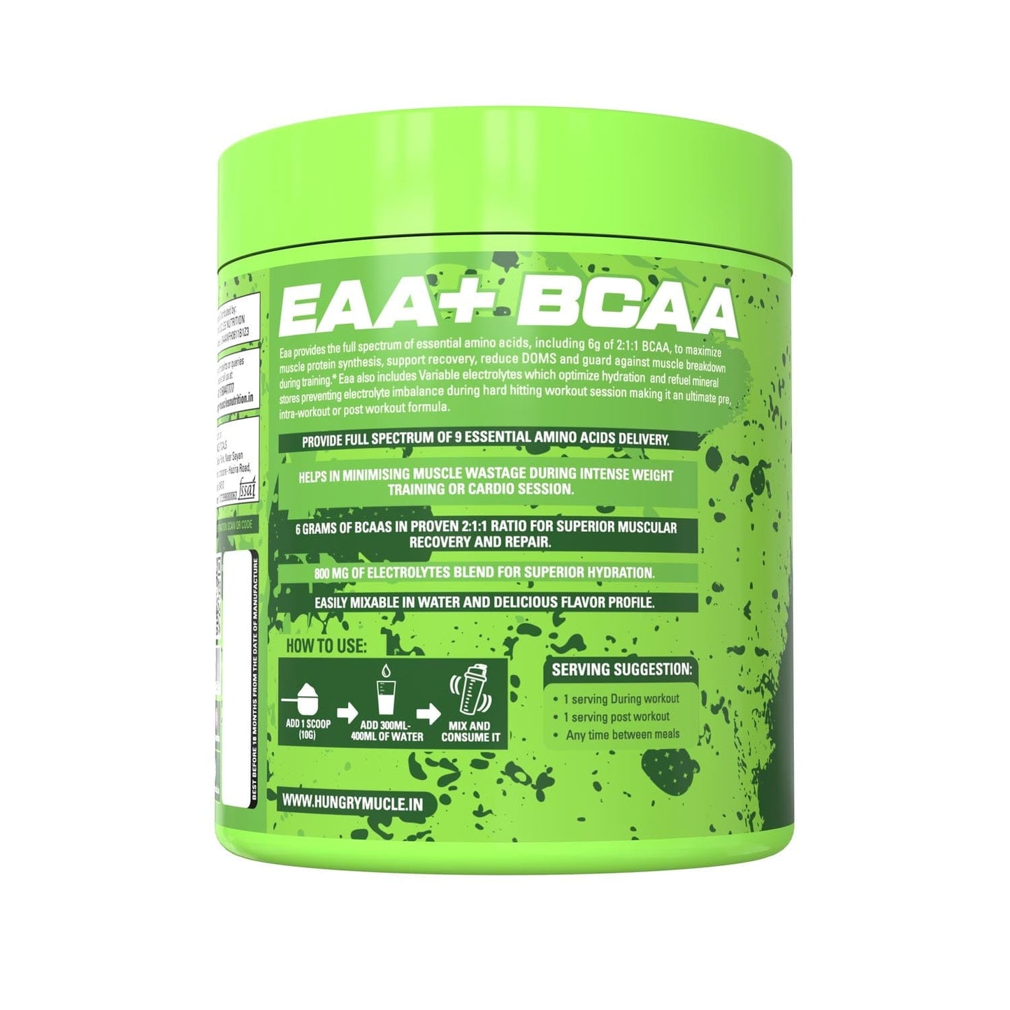 Hungry Muscles BCAA + EAA Powder | Beach Cocktail | 30 Serving (300 Grams)