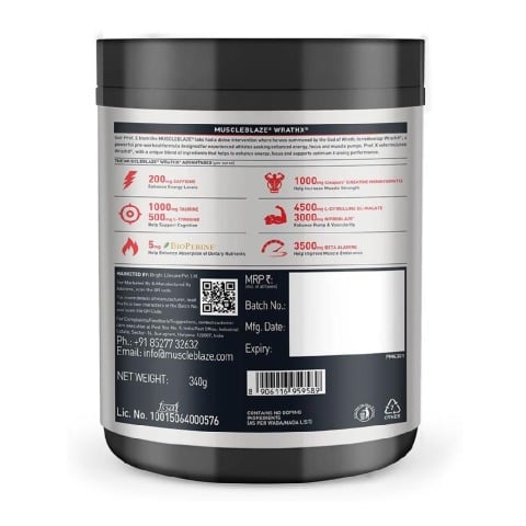 MuscleBlaze Pre Workout WrathX, Fruit Fury