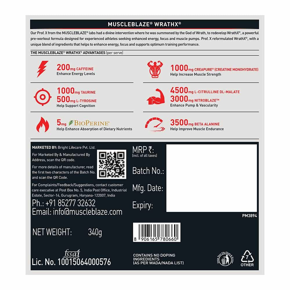 MuscleBlaze Pre Workout WrathX, Cola Frost