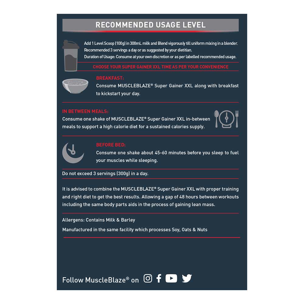 MuscleBlaze Super Gainer XXL Weight Gainer, Chocolate