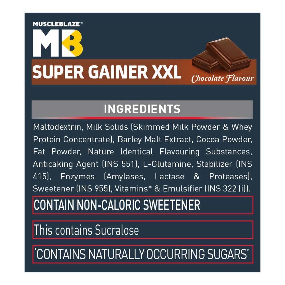 MuscleBlaze Super Gainer XXL Weight Gainer, Chocolate