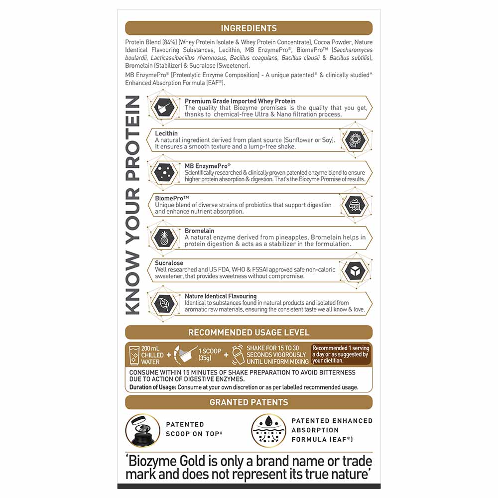 MuscleBlaze Biozyme Gold 100% Whey