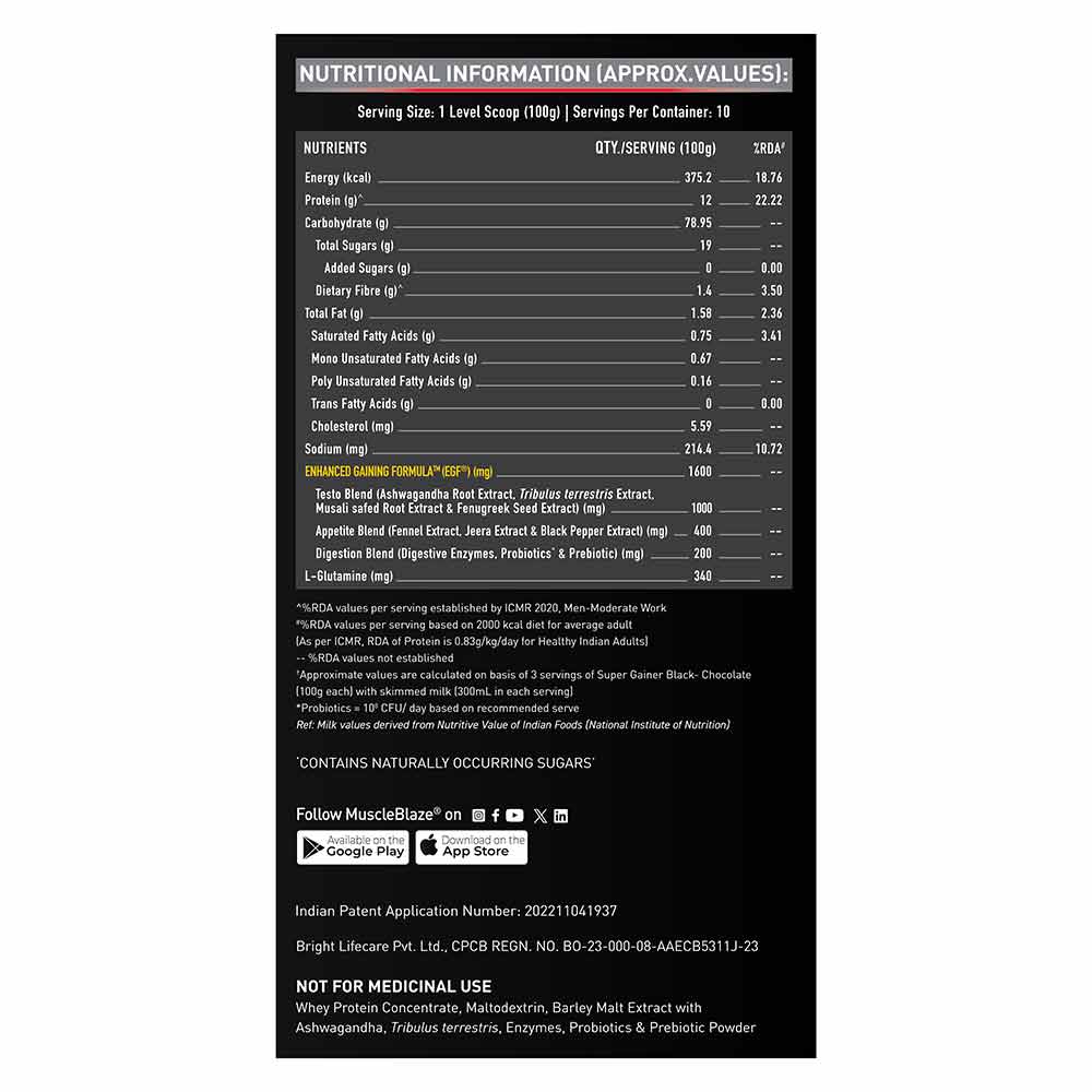 MuscleBlaze Super Gainer Black, Chocolate