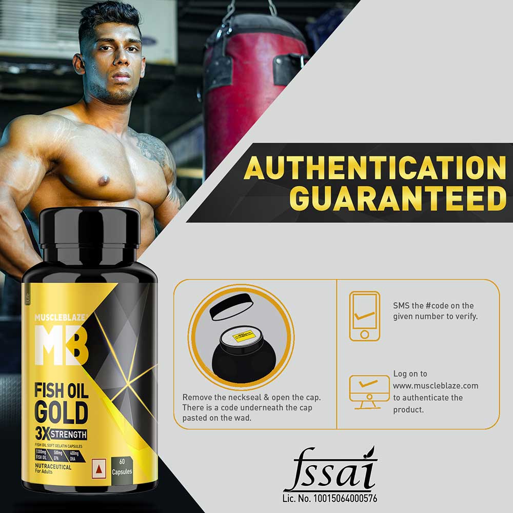 MuscleBlaze Omega 3 Fish Oil Gold 3x Triple Strength (EPA & DHA)