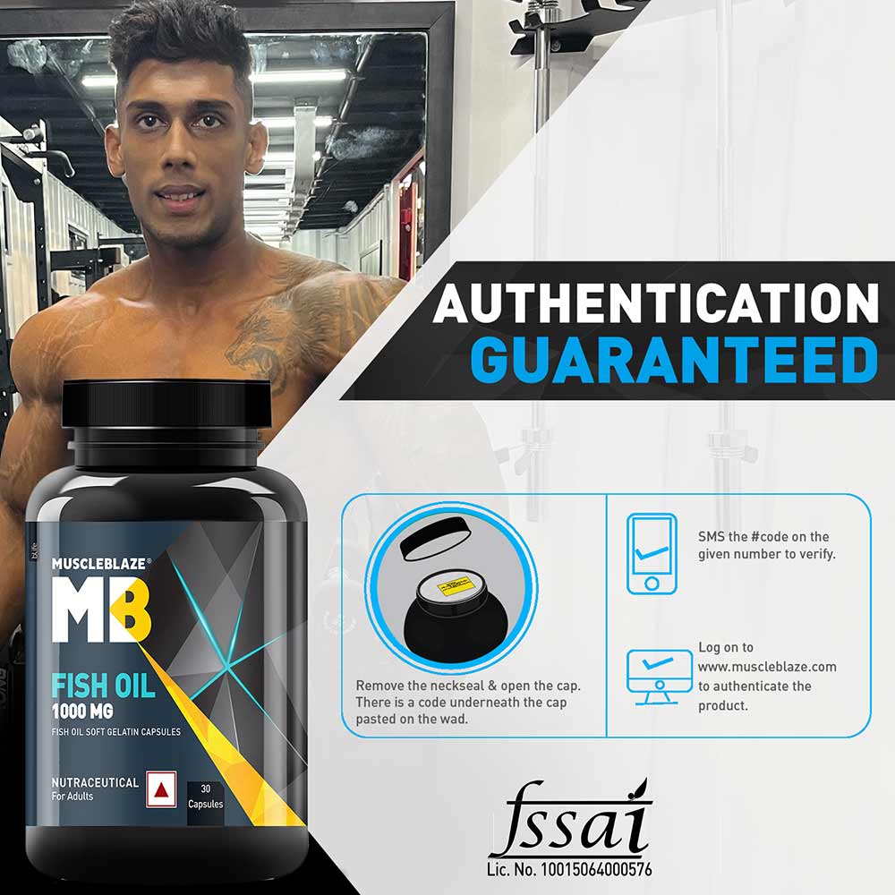 MuscleBlaze Omega 3 Fish Oil (1000 mg) with 180mg EPA and 120mg DHA