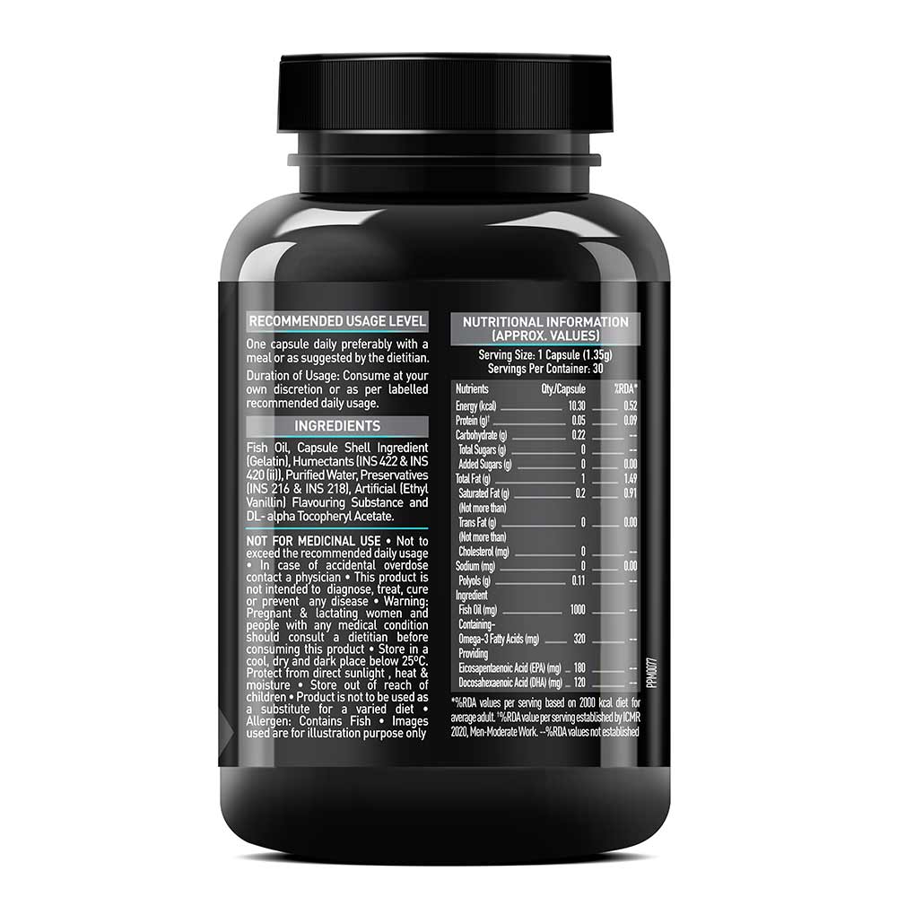 MuscleBlaze Omega 3 Fish Oil (1000 mg) with 180mg EPA and 120mg DHA