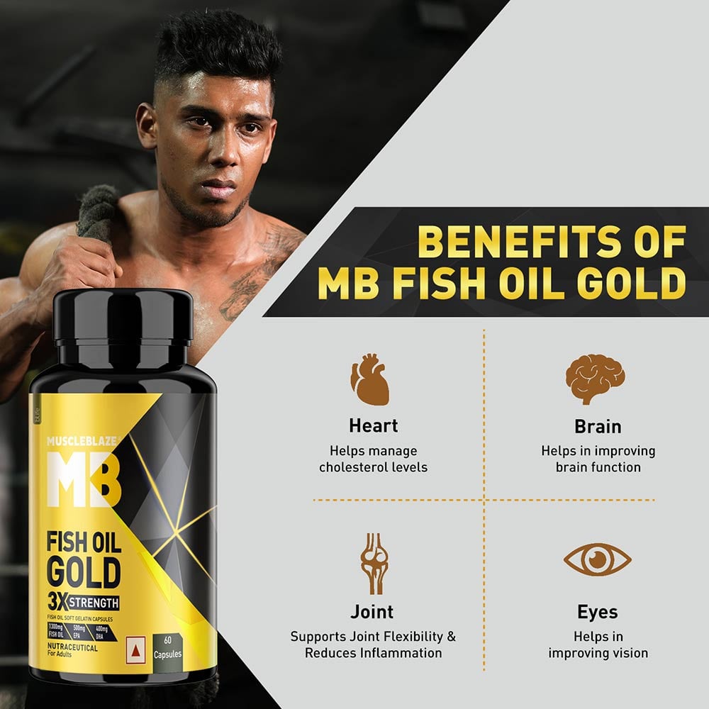 MuscleBlaze Omega 3 Fish Oil Gold 3x Triple Strength (EPA & DHA)