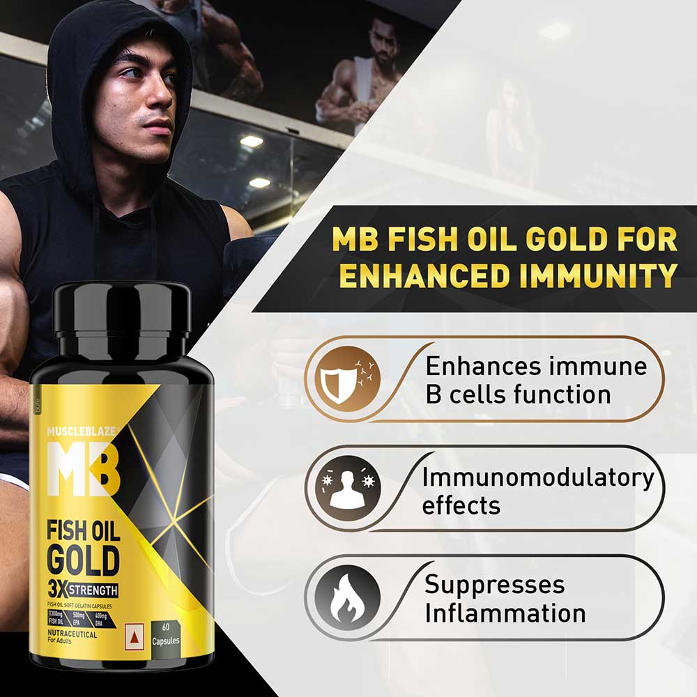 MuscleBlaze Omega 3 Fish Oil Gold 3x Triple Strength (EPA & DHA)