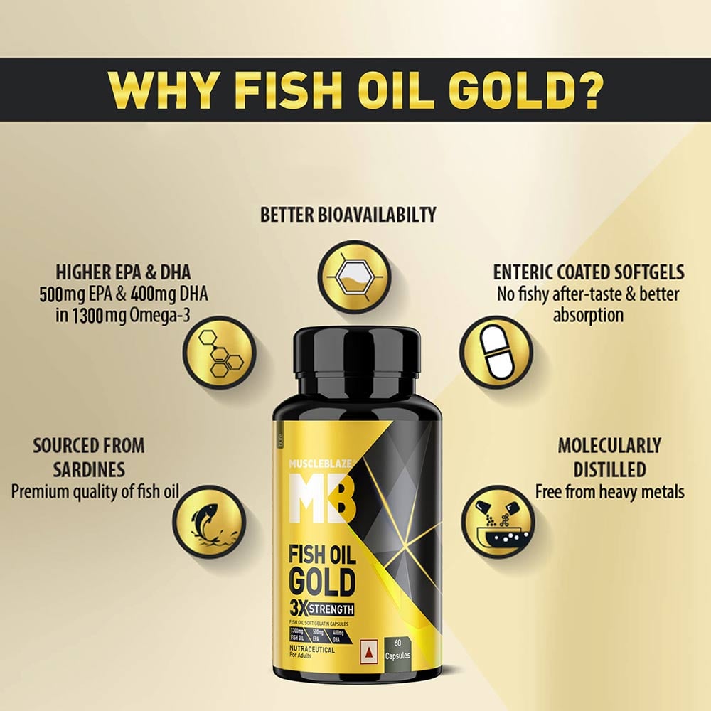 MuscleBlaze Omega 3 Fish Oil Gold 3x Triple Strength (EPA & DHA)