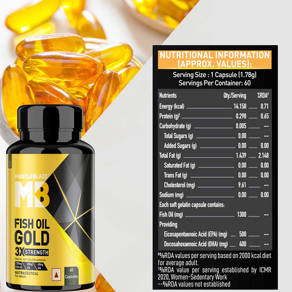 MuscleBlaze Omega 3 Fish Oil Gold 3x Triple Strength (EPA & DHA)